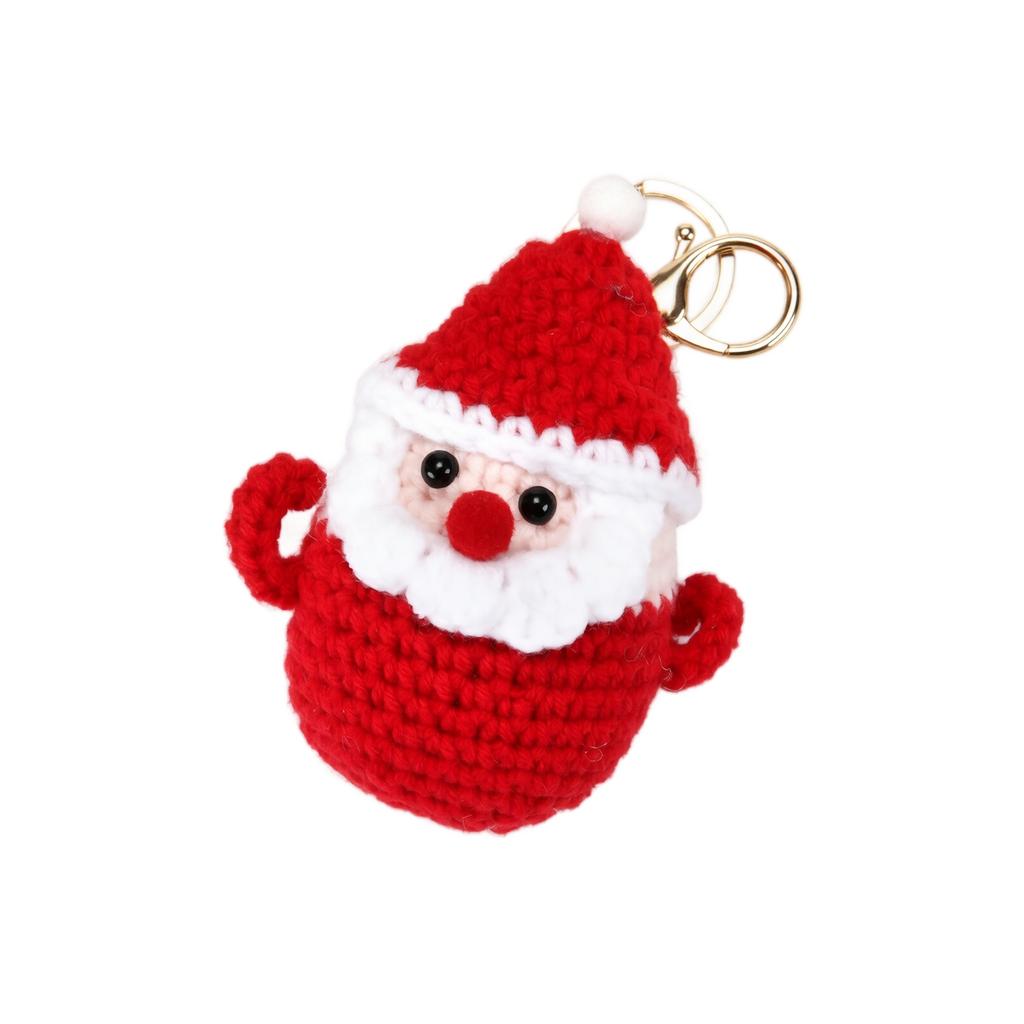 Cute Crochet Snowman and Santa Keychain Pendant Christmas Bag Charm for Keys