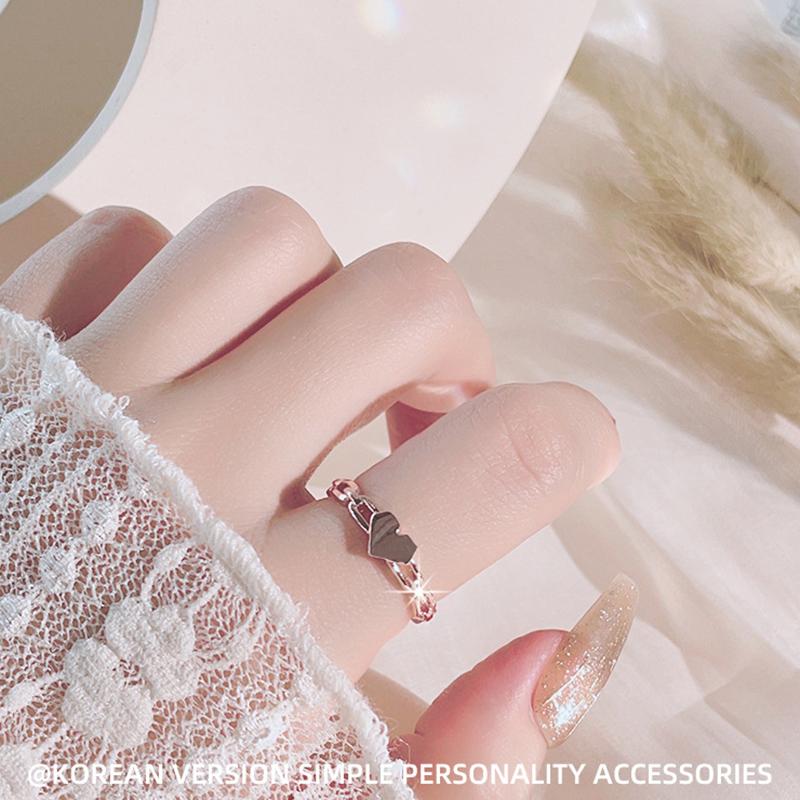 Fashion Ladies Love Heart Hollow Out Open Adjustable Rings Jewelry