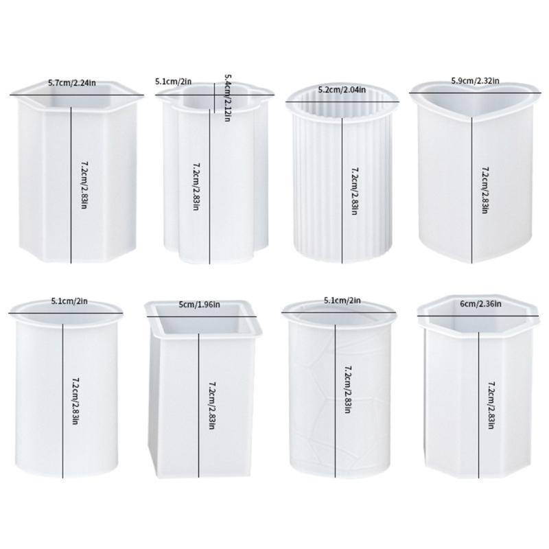 8Pcs Geometric Cylinder Candle Molds Food Grade Silicone Easy Demolding For Resin Casting Candle Soap Chocolate Making