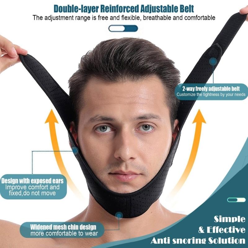 Breathable AntiSnoring Chin Straps Adjustable Design To Prevent Mouth Breathing for 21.65-23.62in Head Circumference