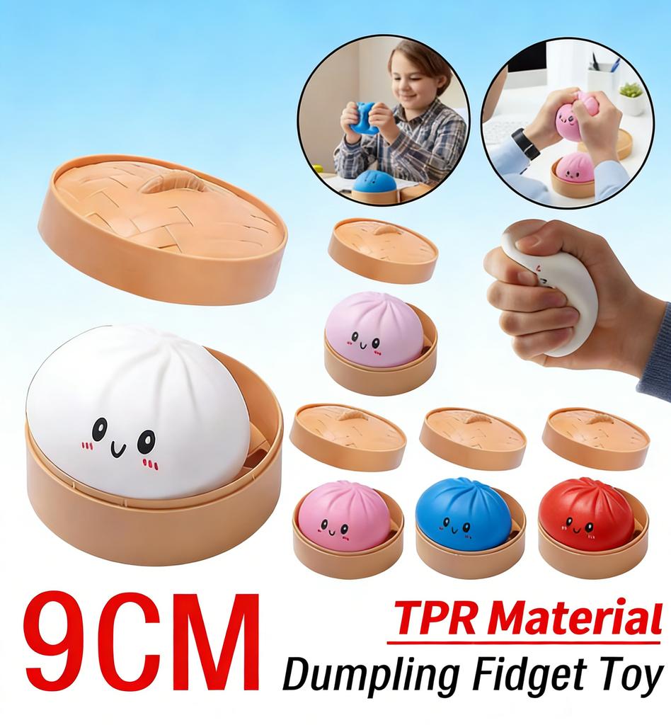 9Cm Realistic Giant Dumpling Squeeze Toy With Bamboo Steamer Soft Tpr Dough Ball Decompression Fidget Toy Funny Creative Gift
