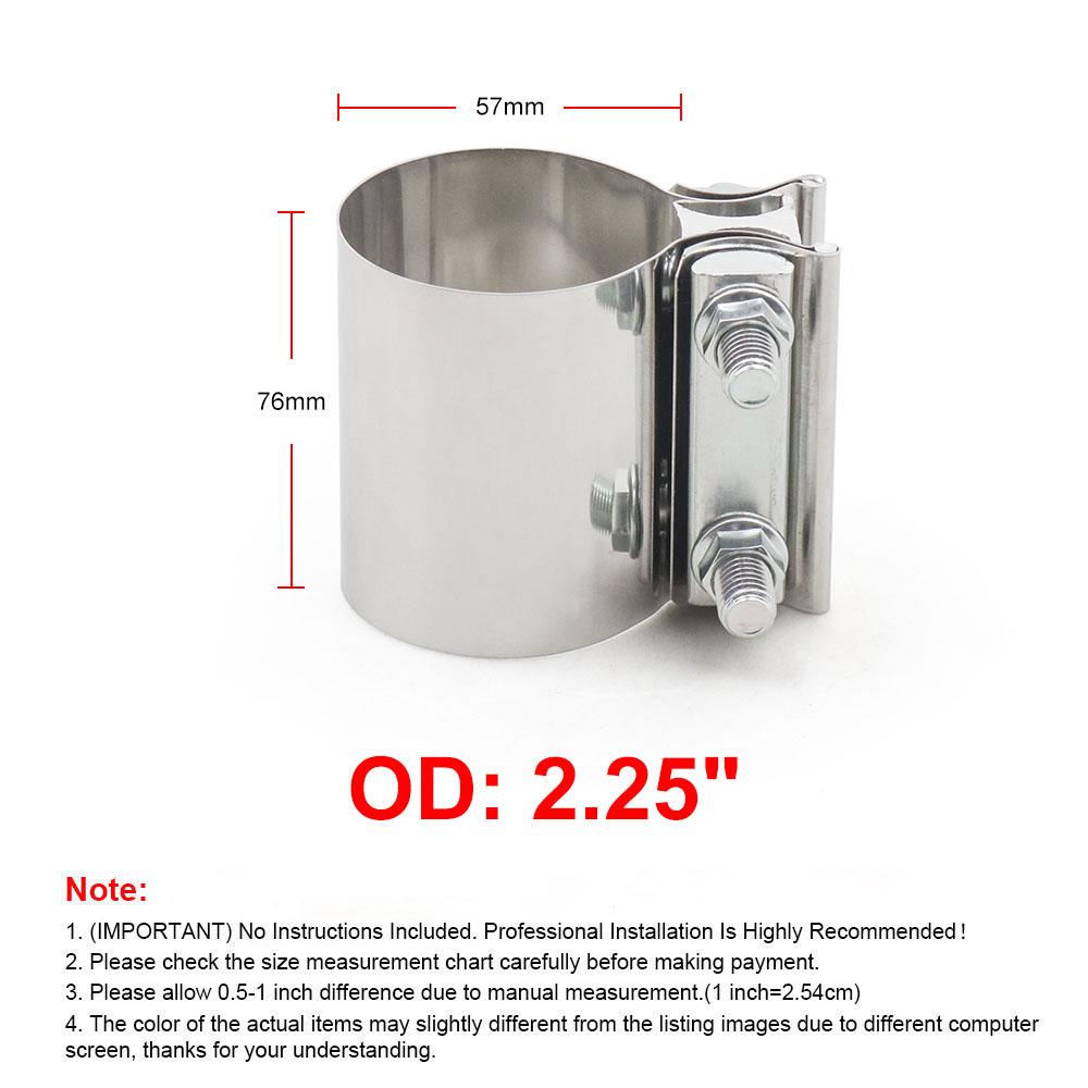 2.0  2.25  2.5  2.75   3.0  4.0   Butt Joint Exhaust Band Clamp Sleeve 304 Stainless Steel Exhaust Sleeve Coupler Step Clamps 2.25INCH