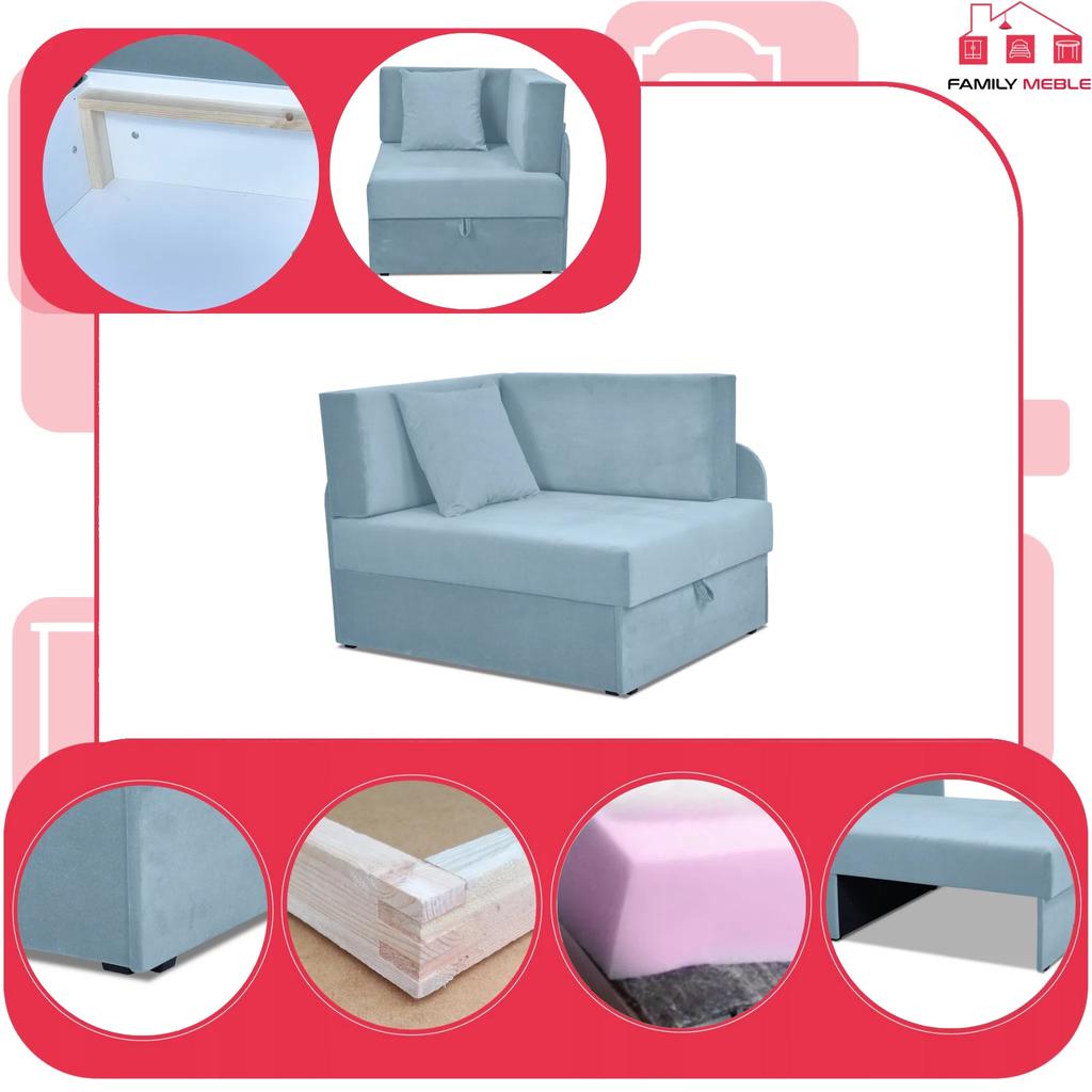 Narożnik dziecięcy Denis rozkładany pojemnik łóżko dla dzieci materac kubuś