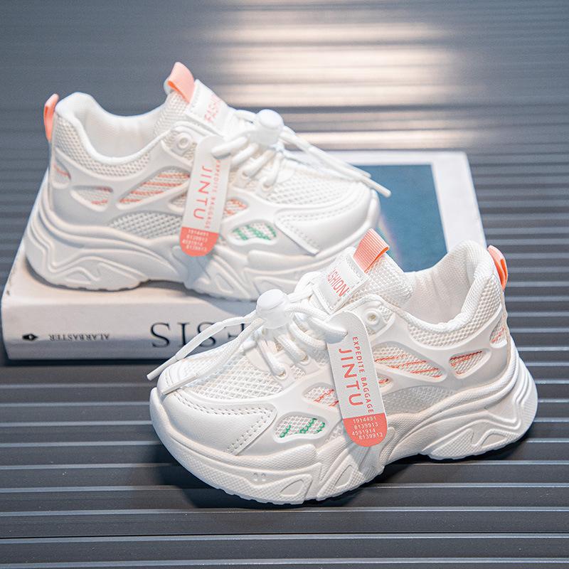 2025 summer and autumn new boys lightweight dad shoes children's fashion soft-soled white shoes girls casual sports shoes trend