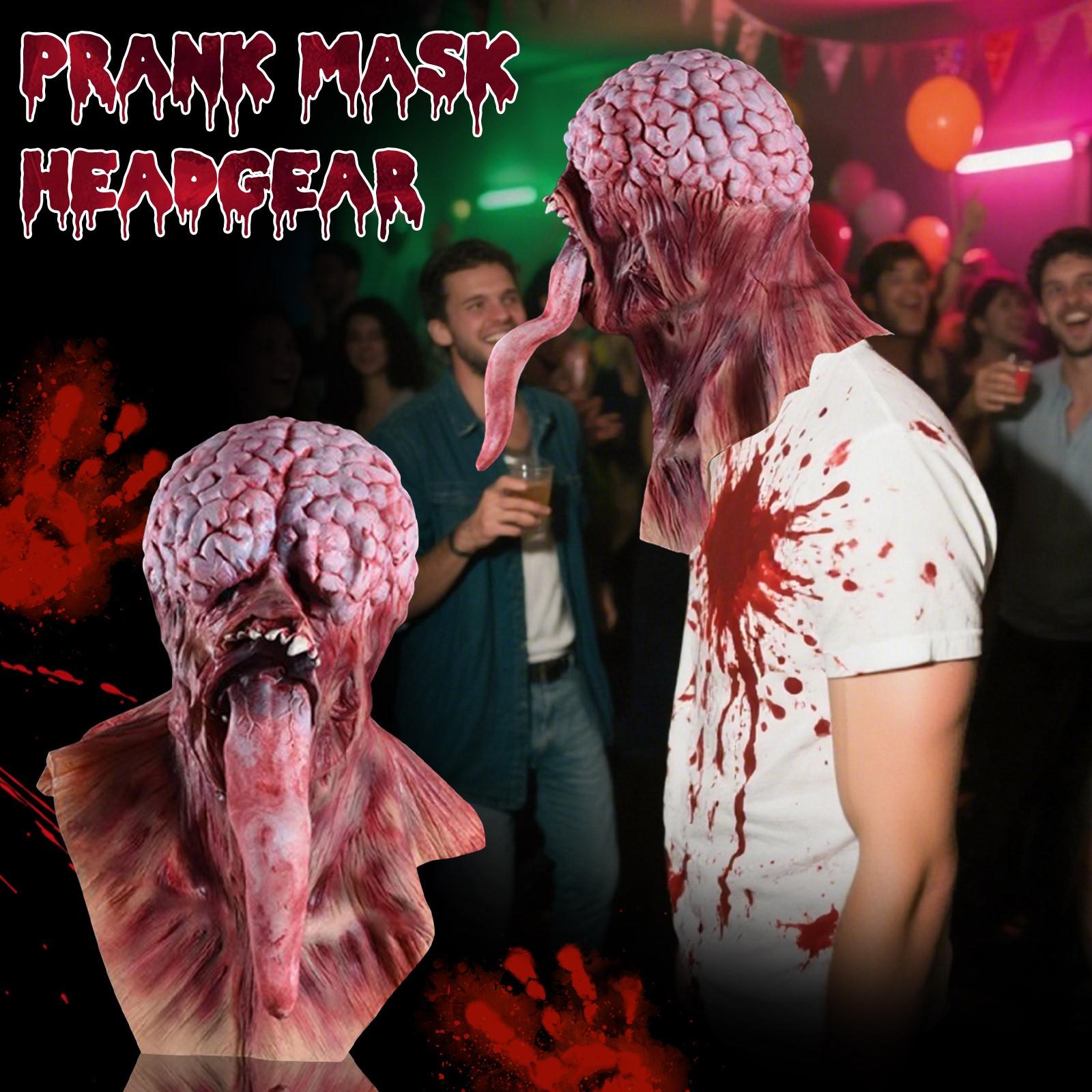 

Маска-розыгрыш, Ужасающий костюм маски с высунутым языком, Реквизит для вечеринки, косплея, маскарада One Size белый