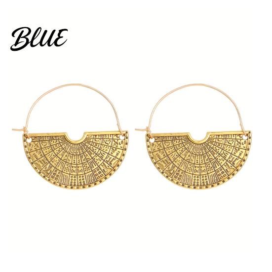 Exaggerated Semicircle Earrings 1 Pair Women Retro Bohemia Style Drop
