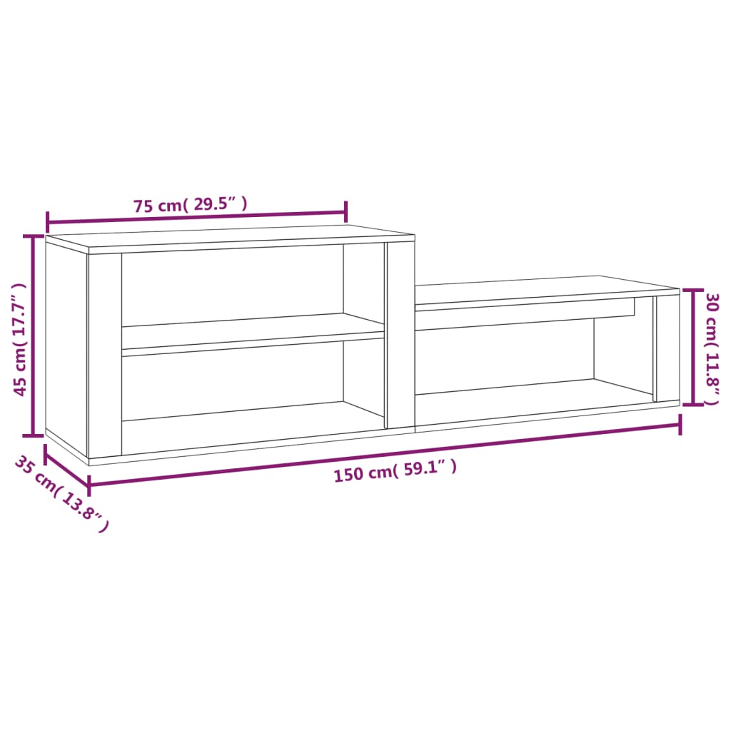Shoe Cabinet Smoked Oak Finish 150 x 35 x 45 cm Particleboard