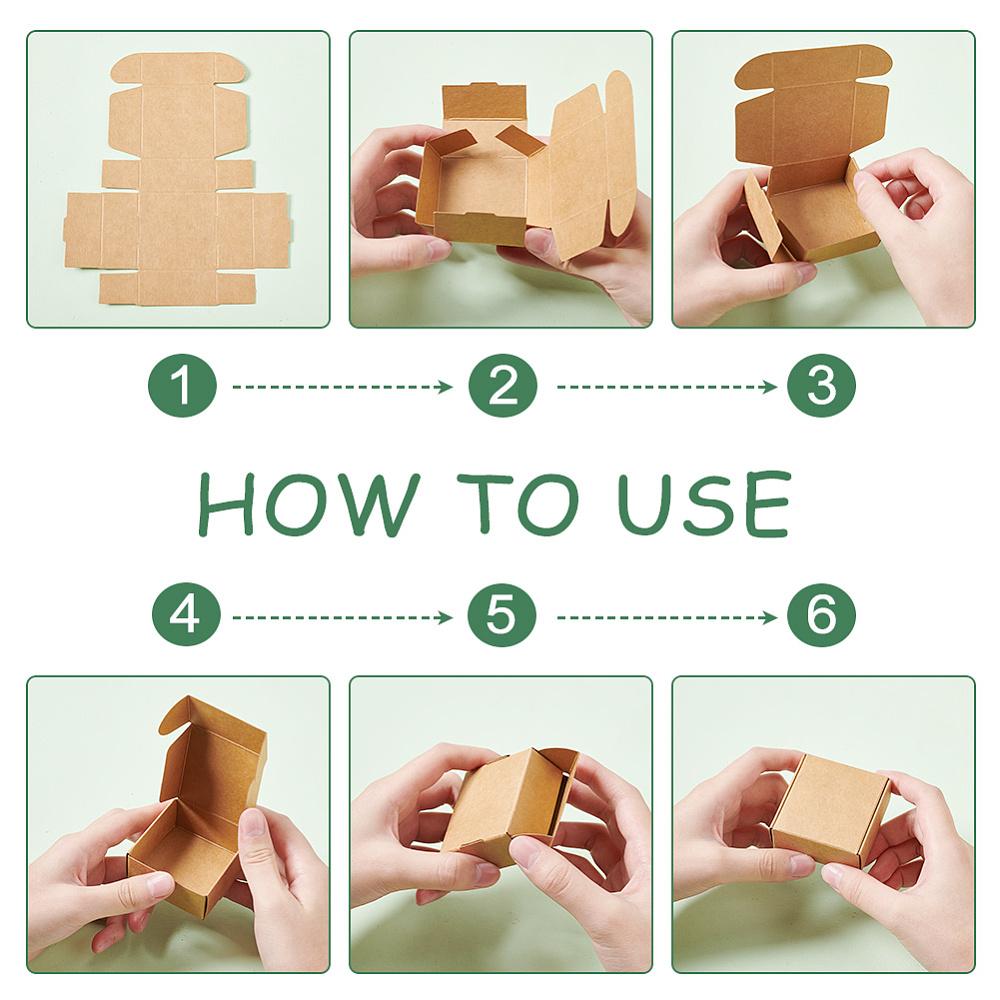 100pcs Cardboard Gift Packaging Boxes Folding Boxes for Hand-made Soap Square BurlyWood Finnished Product: 5.5x5.5x2.5cm