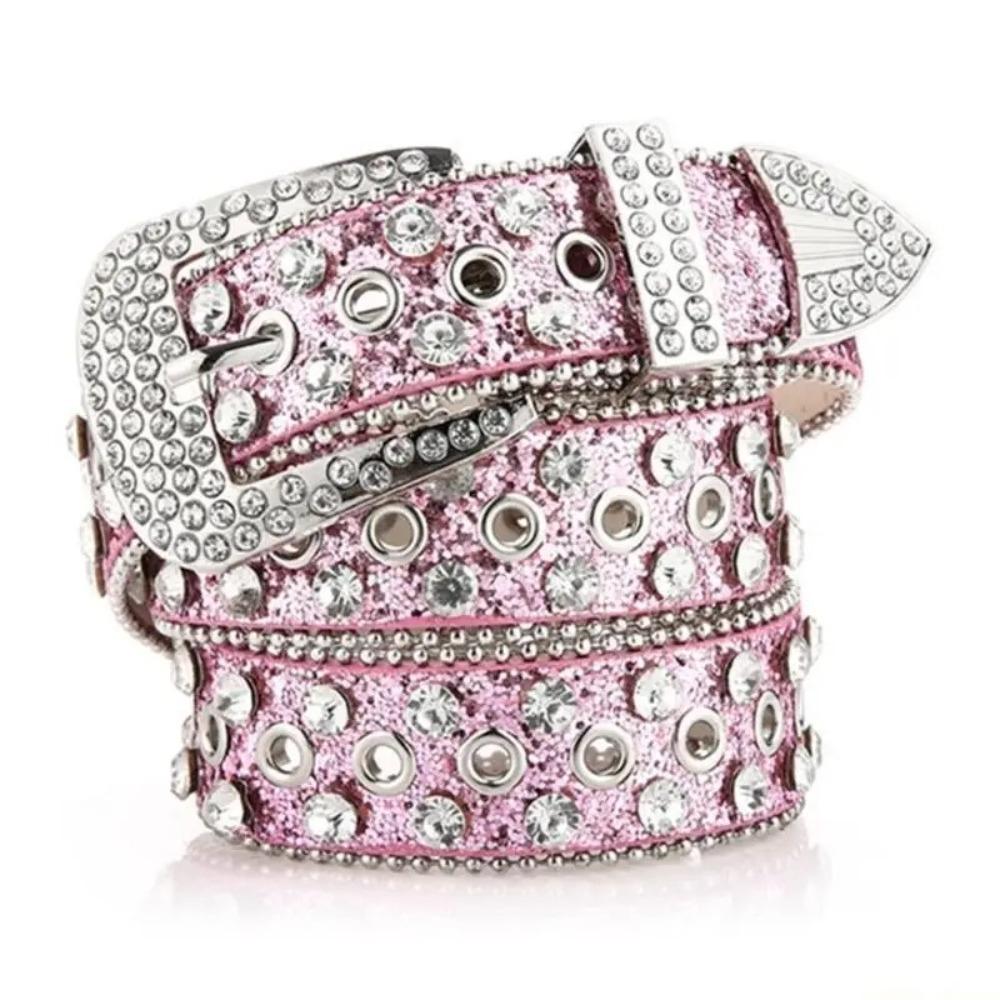 PU Leather Rivet Belt Y2K Women Waistband Retro Rhinestone Belts  Decorative Jeans