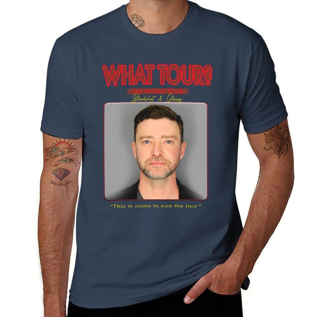 Justin Timberlake Mugshot Tour Maglietta T-shirt Semplice Casual Manica Corta Cotone T-shirt