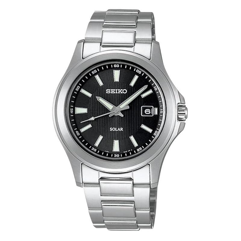 

SEIKO 100 meters waterproof solar Quartz Steel Strap 44.2mm men s watch black dial SBPN067 чёрный