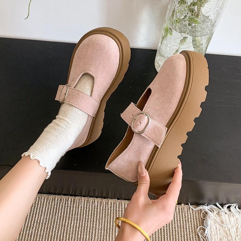 thick-soled women's spring and autumn new Japanese muffin thick-soled shallow mouth with skirt Mary Jane single shoes women