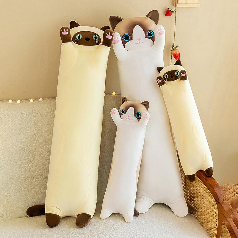 Cuscino Giocattolo a Forma di Gatto Peluche Lungo Per Dormire Con le Zampe Rientrate Per Compagnia Giocattolo da Compagnia Cuscino Regalo Per Notti in Bianco
