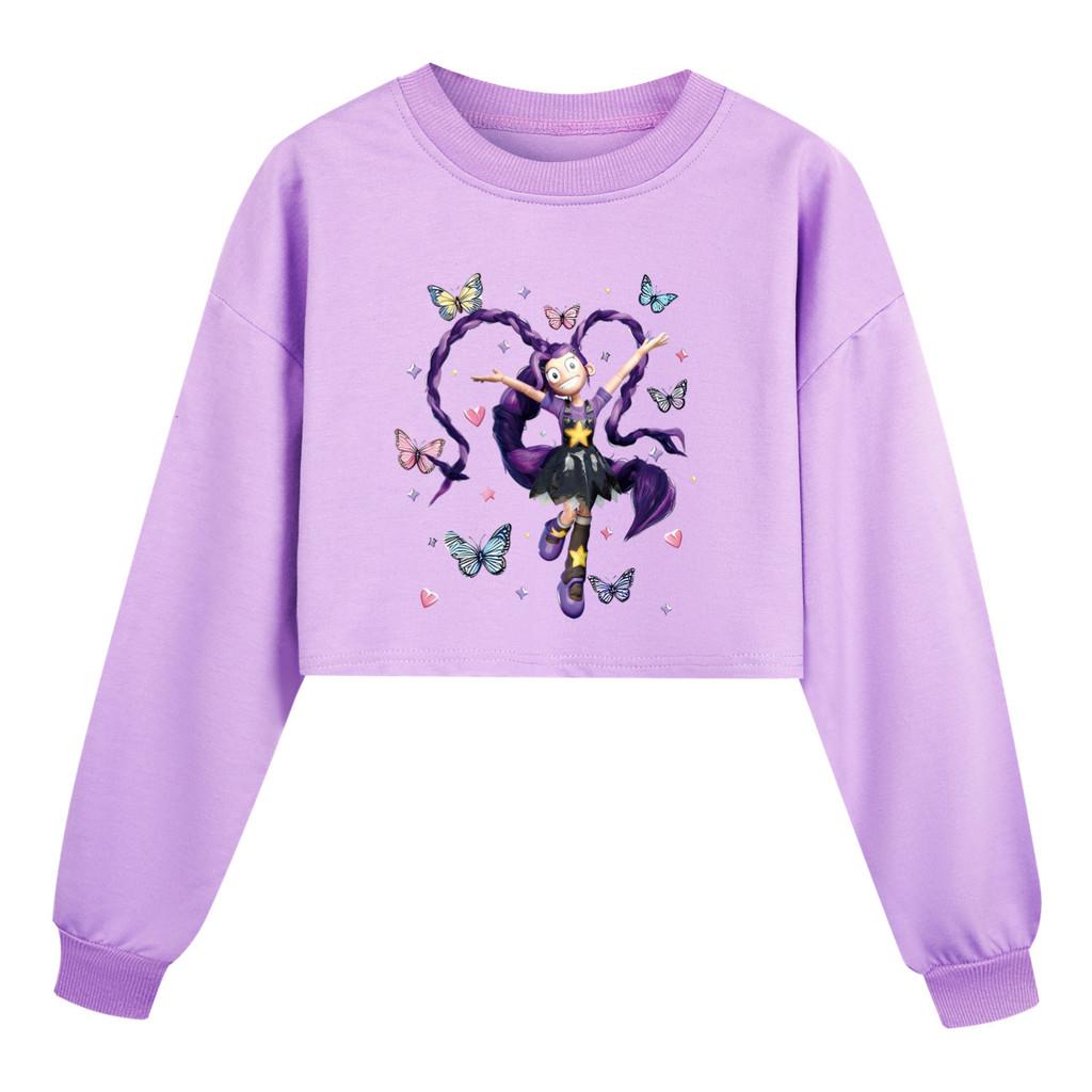 5599 Kids Girls Fashion Breathable Lily Lovebraids Printed Outerwear Long Sleeves Sweatshirt 110cm фиолетовый