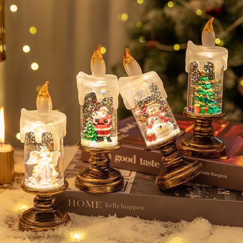 Christmas Decoration Candle Light LED Simulation Flame Candle Santa Claus Snowman Decoration Night Light Festival Party Home Decoration