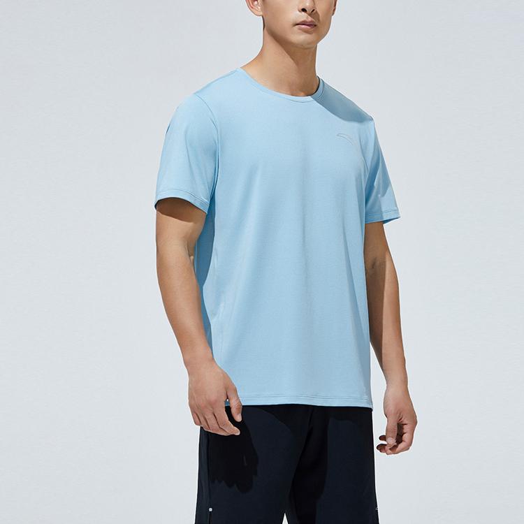 Anta Plain Logo Round Neck Breathable Quick-Dry Sports T-Shirt Men Tops Sky-Blue 952325106-4