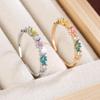 Sweet Romantic Colorful Daisy Zircon Open Ring - Cute Ins Pure Copper Women's Jewelry