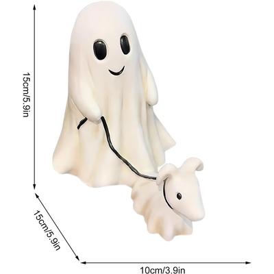 New Halloween Ghost Walking Dog Statue Cute Halloween Decorations Indoor Outdoor