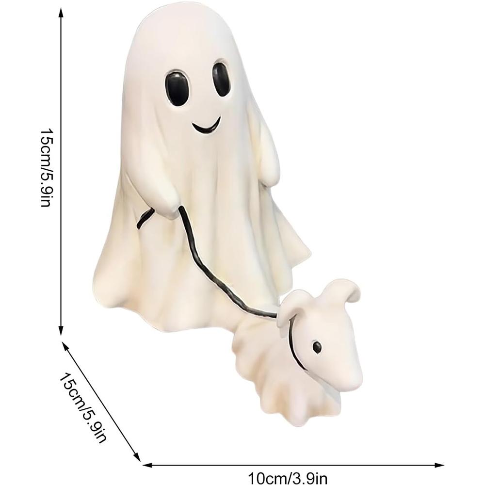 Halloween Ghost Walking Dog Statue Cute Halloween Decorations Indoor Outdoor
