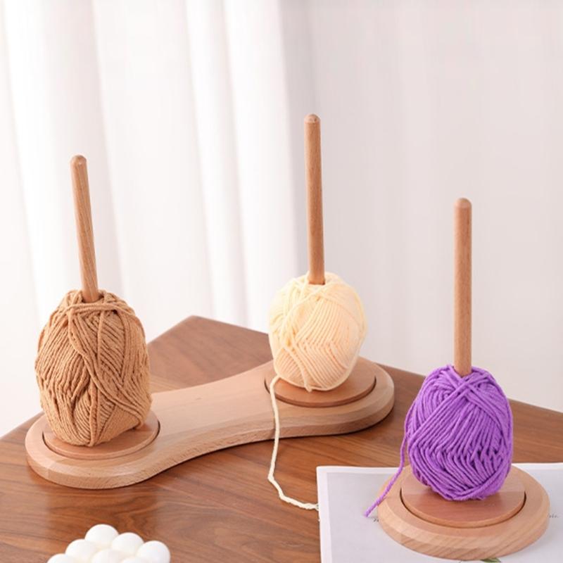 360 Degree Rotating Wooden Yarn Organiser Holder Thread Spool Stand for Knitting Weaving Crochet Crafting Project