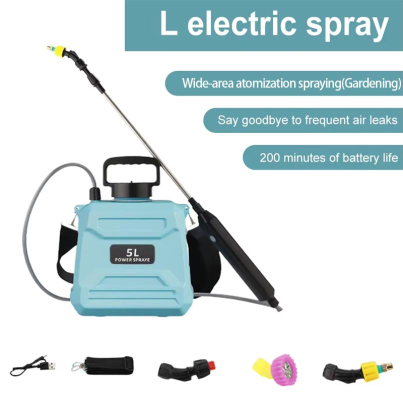 

New 5L agricultural spray, backpack type high-pressure spray, electric irrigation disinfection pesticide spray, green/blue синий