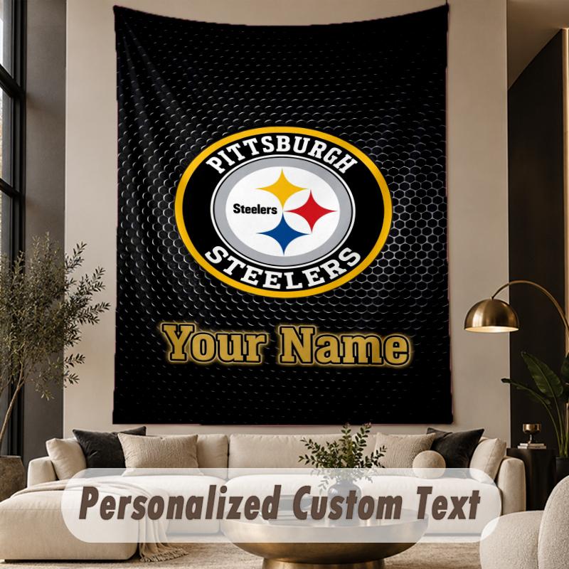 Custom Text Tapestry Pittsburgh Steelers Print Wall Tapestry Indoor Living Room Wall Decor