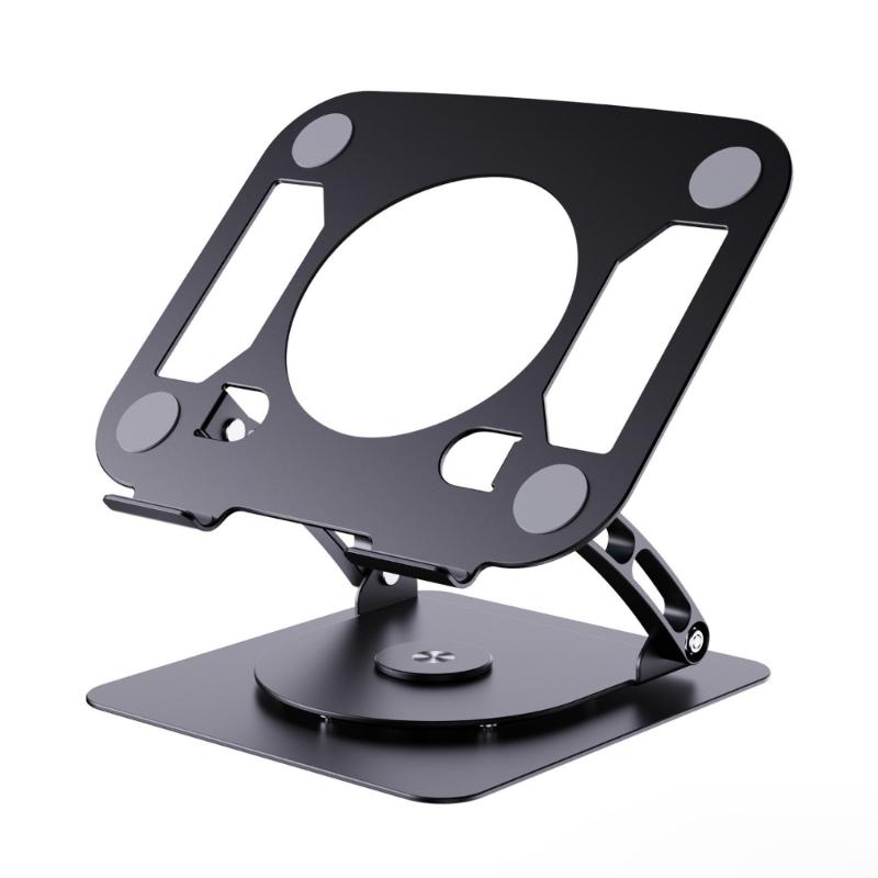 Carbon Steel Laptop Stand Featuring 360°Rotation, Hollows Ventilation, and NonSlip Silicone Base for Stability& Cooling