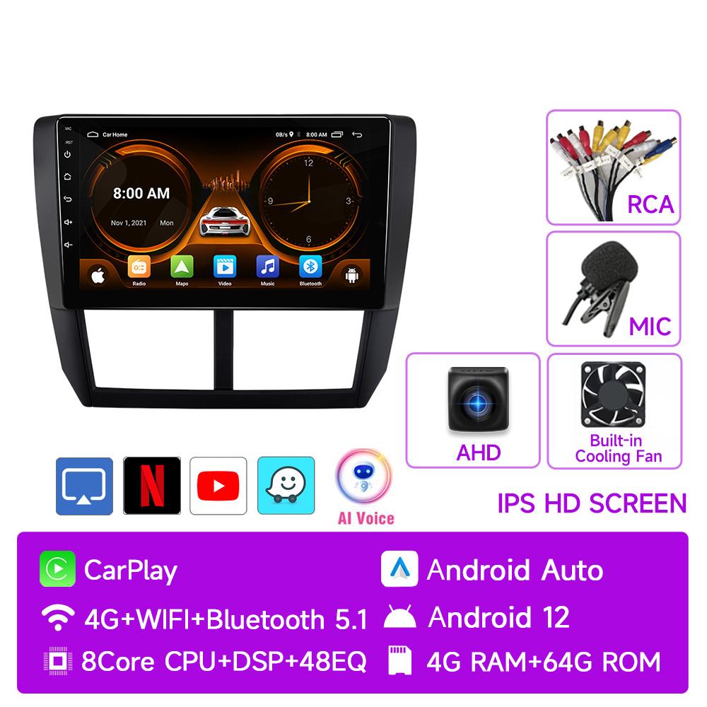 JIUYIN Android 12 Carplay Car Radio For Subaru Forester 3 SH 2007-2013 For Impreza GH GE 2 Din Multimedia Player 2 Din Head Unit
