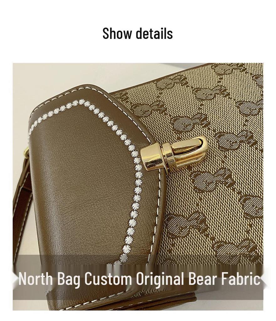 Damen Canvas Bär Schulter Crossbody Tasche - Lässig, Vielseitig, Farbblock-Design