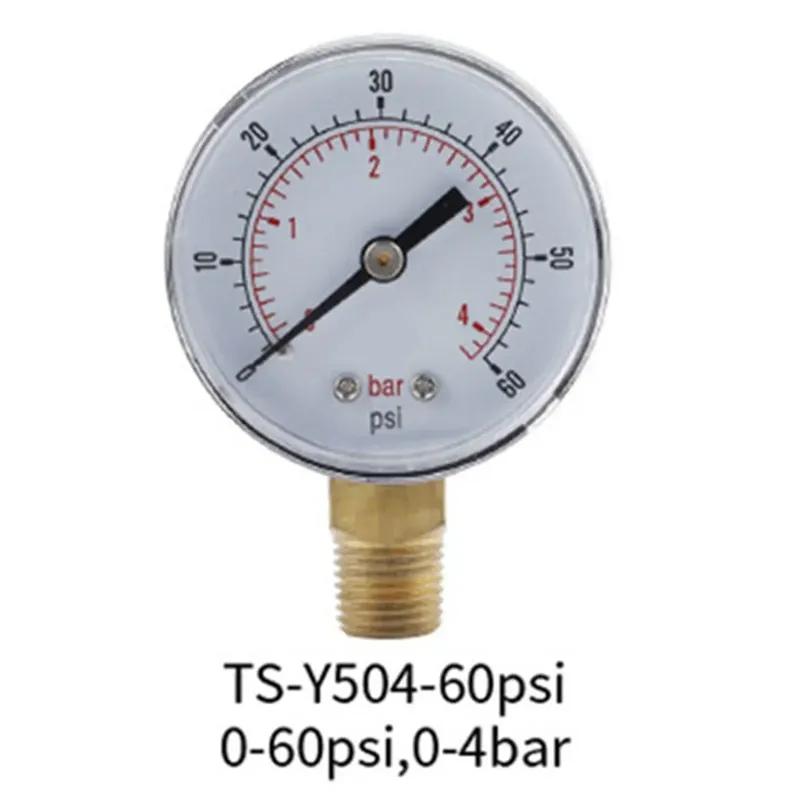 1/4 Inch BSPT Air Pressure Gauge 0-60PSI Water Pressure Meter TS-Y504 For Radial Mounted Measuring Instrument Compressor Gauge