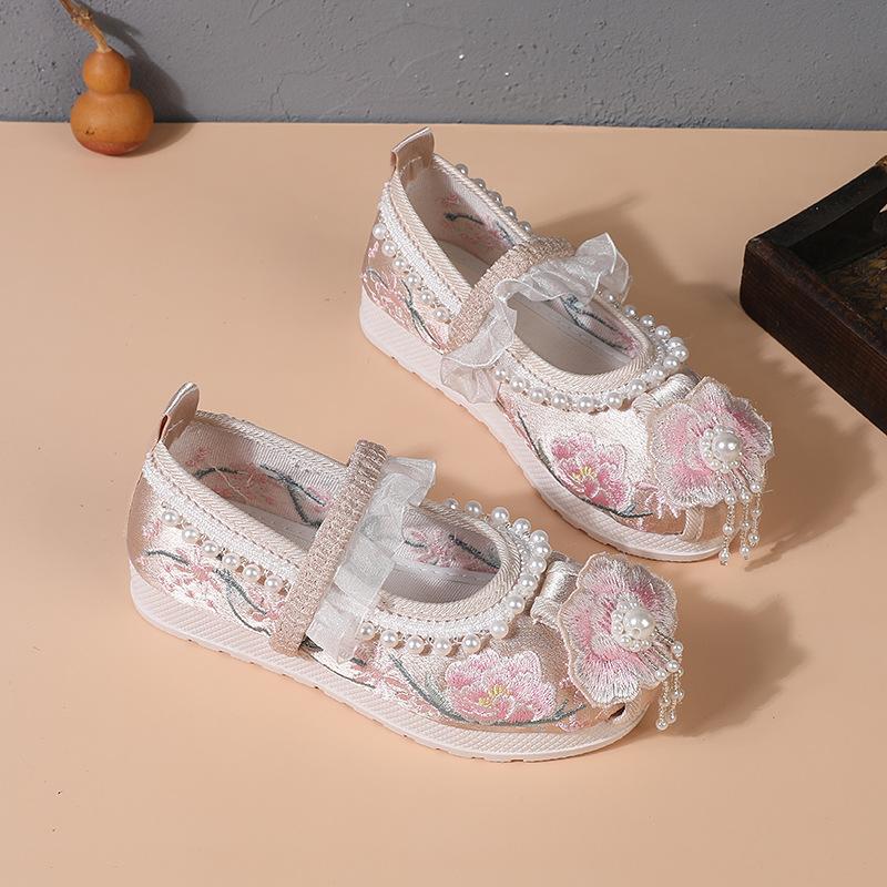 Children Shoes2025Autumn New Chinese Style Embroidered Ancient Costume Spring Single Shoe Children Party Shoe Fashion Girl Shoes