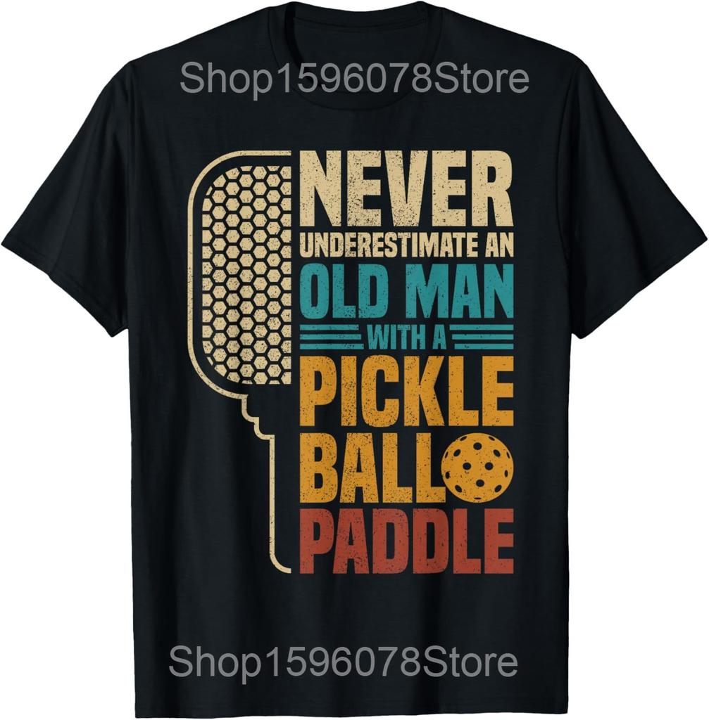 Funny Skeletons Playing Pickleball Paddle T Shirts Men Pure Cotton Humor Streetwear Tee Shirt Short Sleeve Unisex Loose Clothing