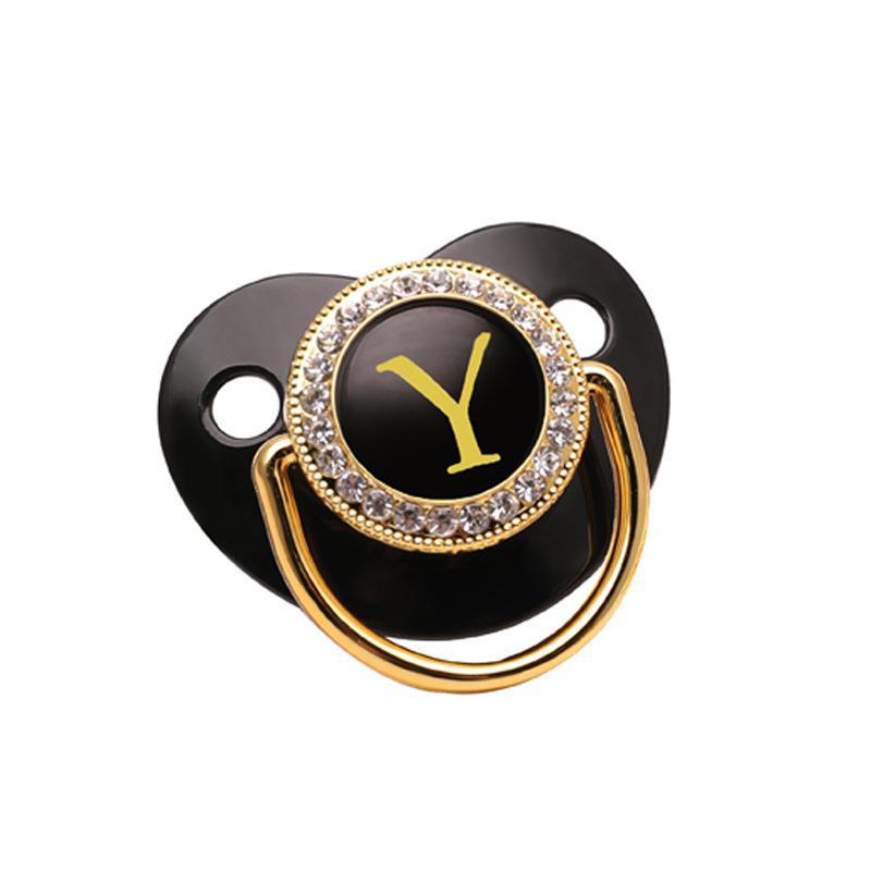 Cross-Border Baby Pacifier with 26 Black Diamond Letters