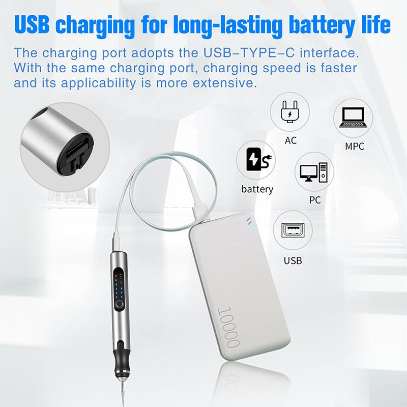 1/3 Geschwindigkeit Akku Mini Elektrischer Schleifer Bohrer Gravur Schnitzstift Polierer Rotationswerkzeuge DIY Set USB