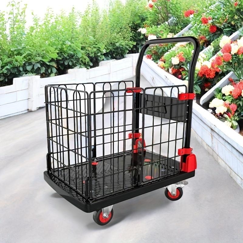 Caged Platform Trolley, Bearing Folding Transporter, Thickened and Durable Hand Truck, Foldable  Warehouse Item Handling