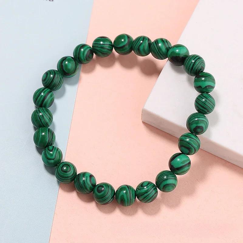 New Personality Simple Green and Black Stone Beaded Couple Bracelet for Women Men Bohemia Trendy Parry Bangle Friendship Gift