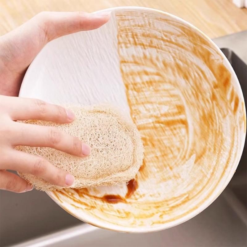 6PCS Loofah Sponge Dish Brush MultiPurpose Kitchen Cleaning Tool For Dishes Cookware Surfaces Scratch Prevent