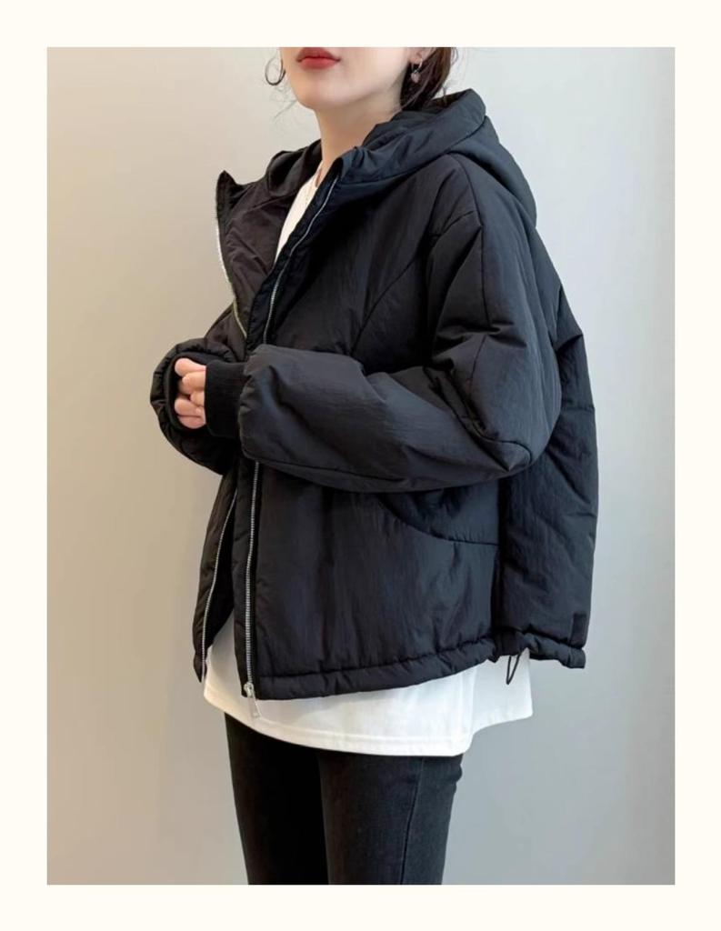 Women's Cotton Drawstring Jacket - 2025 Winter Korean Style, Petite, Casual, Slimming, Thick, Lightweight Coat