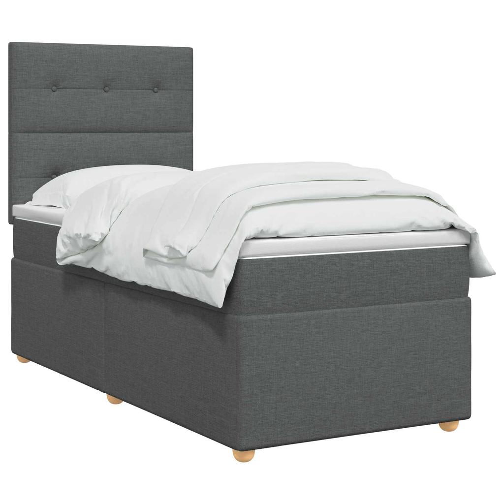 Box Spring Bed with Mattress Dark Grey 80 X 200 Cm Fabric