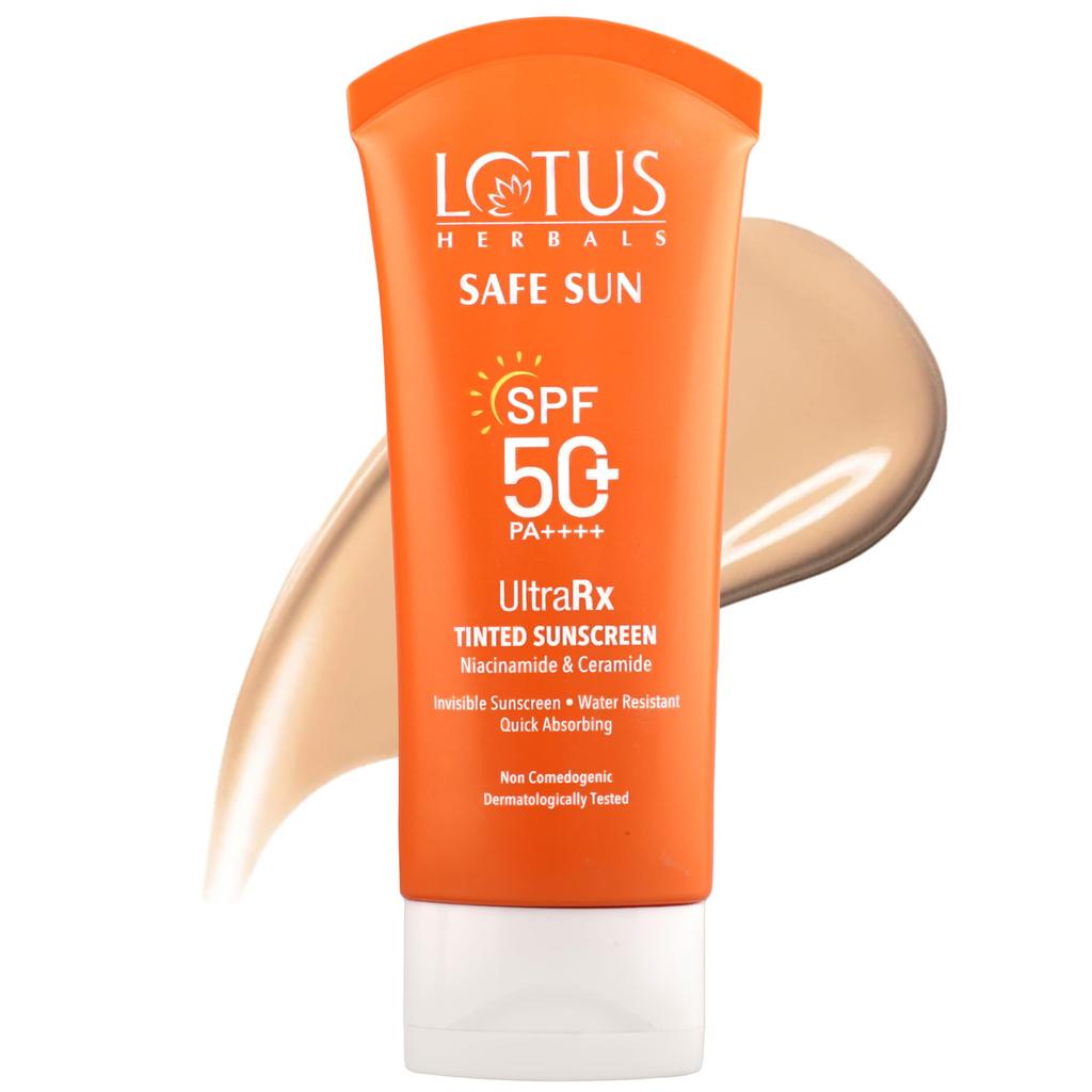 Lotus Herbals SafeSun UltraRx Tinted - S2 Sunscreen SPF 50+ and PA++++ For UV/Blue Filters, Broad Spectrum Protection with Niacinamide and Ceramide