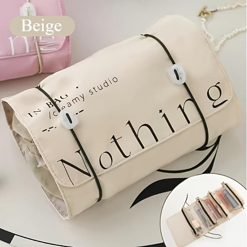 

Foldable Travel Makeup Bag with Detachable Cosmetic Storage, a Four-In-One Portable Large-Capacity Toiletry Organizer бежевый