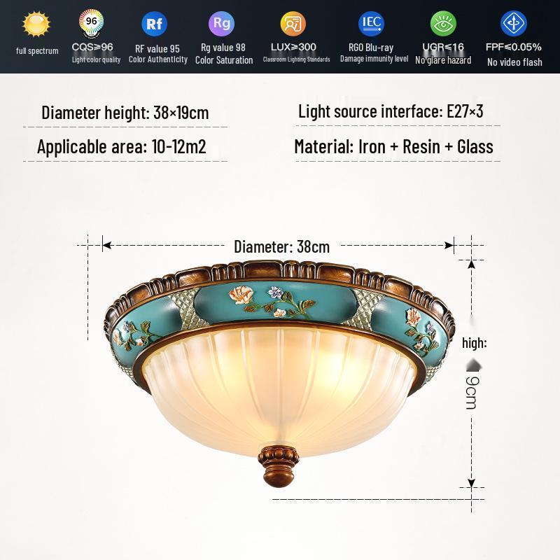 European Retro Dimmable LED Ceiling Light for Hallway, Balcony, or Bedroom