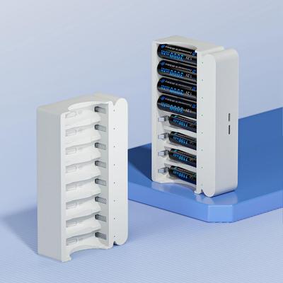 8 Slot LED USB/Type-C Hybrid Battery Charger + 1.2V AA/AAA NiMH Rechargeable Battery, Charger and Battery Combo Kit