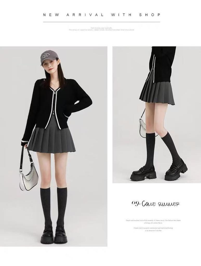 Women's Summer High-Waisted Pleated A-Line Skirt - Slimming, College Style, Anti-Exposure