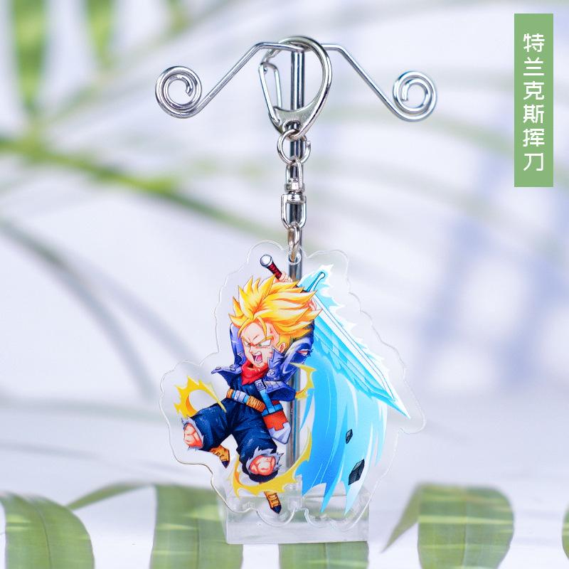 Anime Dragon Ball Acrylic Keychains Son Goku Vegeta Majin Buu Broly Frieza Trunks Zamasu Gogeta Lapis Super Saiyan Figures Toys