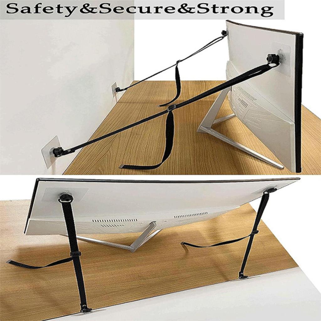 Adjustable TV Safety Straps No-Drill Adhesive Anti-Tip Furniture Anchors for Baby Proofing Flat Screens Fix To Wall