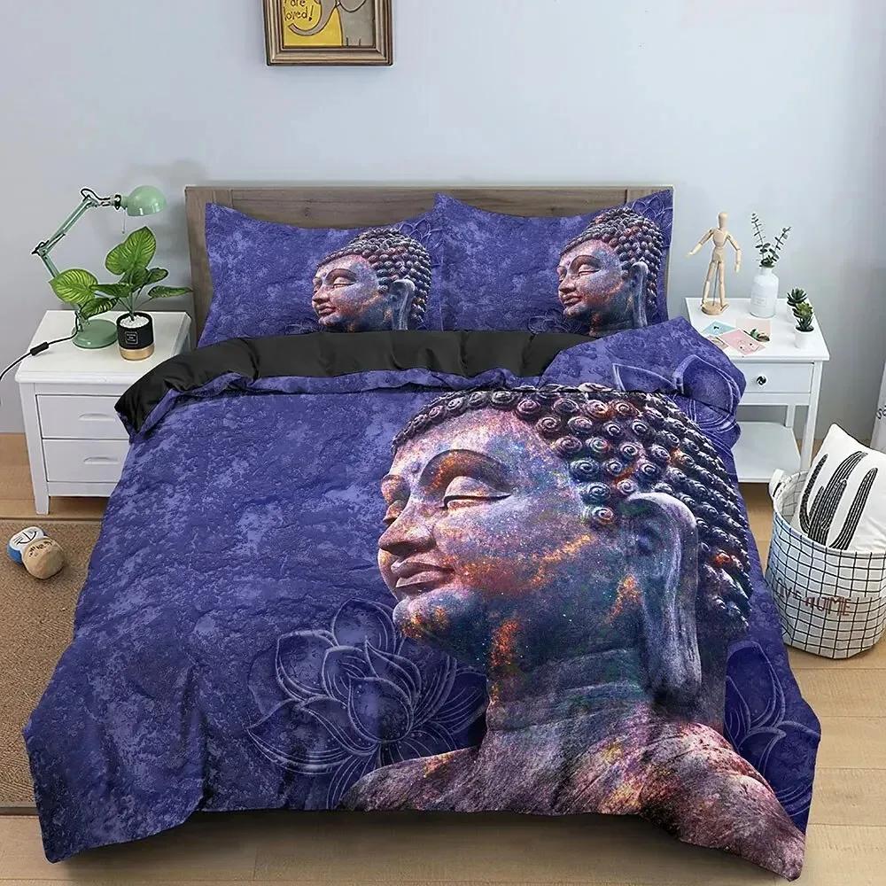 Family Buddha Bedding Set Mandala Quilt Cover Luxury Twin King Size Bed Sets Bohemian Bedclothes With Pillowcase