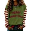 Women's Fashion Long Sleeve Christmas Print Neck Pullover Sweatshirt Top