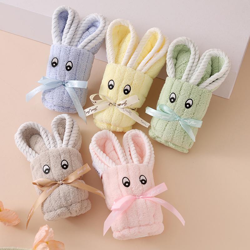 Cute Rabbit-Shaped Coral Fleece Souvenir Towel for Weddings and Events