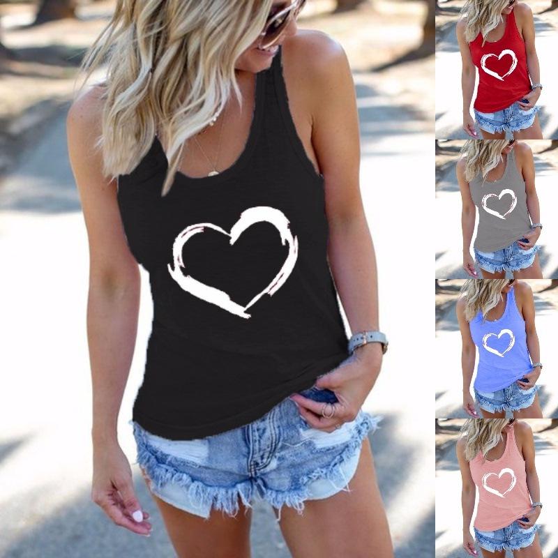 Women's Summer Heart Print Spaghetti Strap Vest
